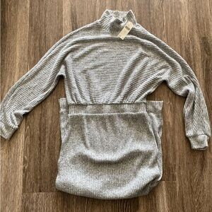 Anthropologie Gray Cowl Neck Sweater with Belt